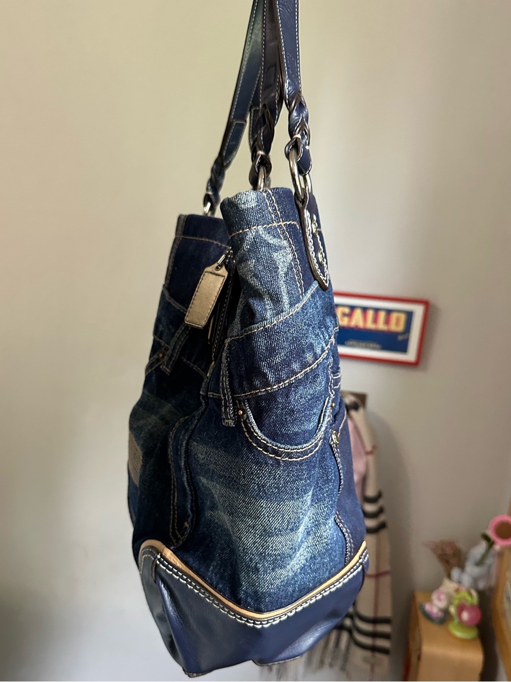 Rare Vintage Coach Denim Jean Tote Bag Purse - Picture 4 of 10
